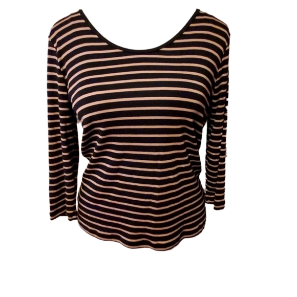 Jones New York Tops - Jones New York Signature Black and Tan Striped Top